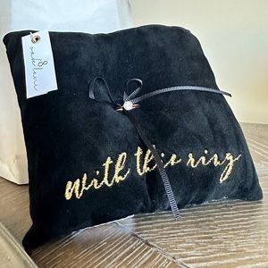 Wedding Ring Bearer Pillow Black Velvet "With This Ring" Ring Bearer Velvet